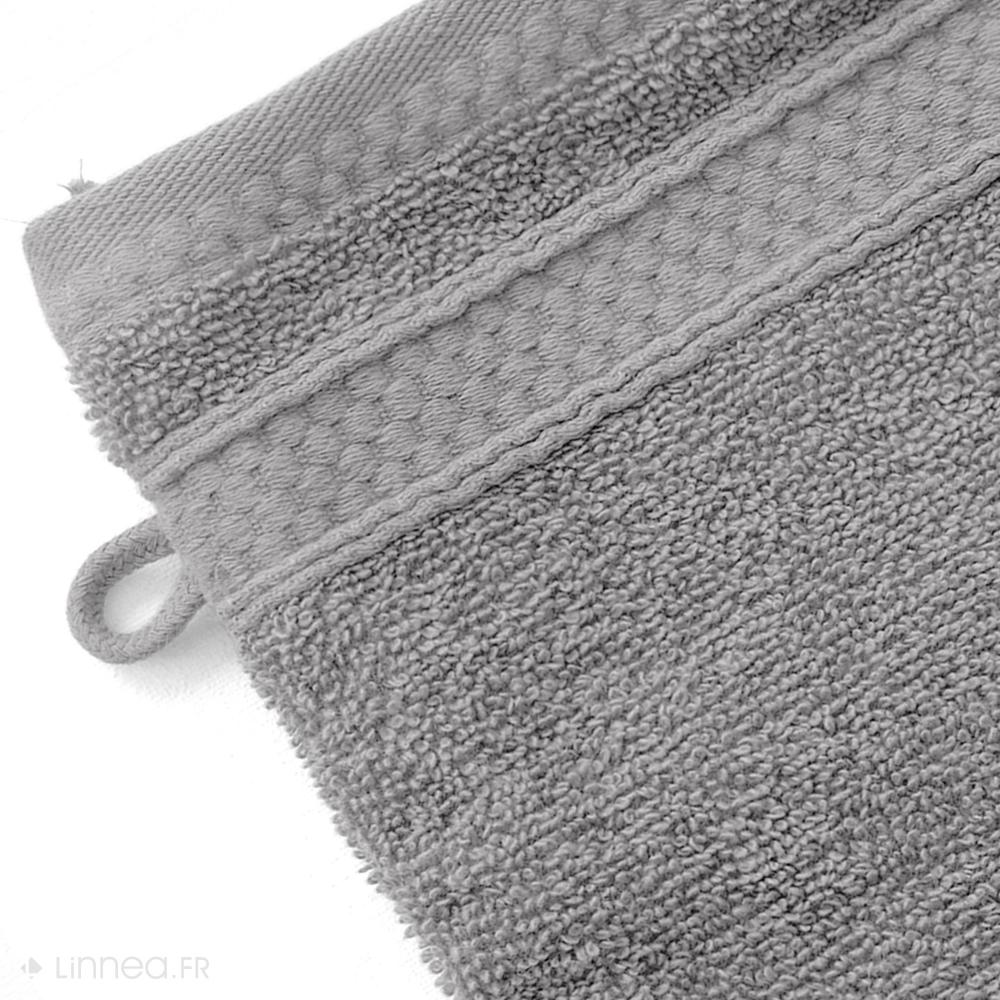 Lot de 2 gants de toilette coton 550 g/m2 NAÏA gris Perle