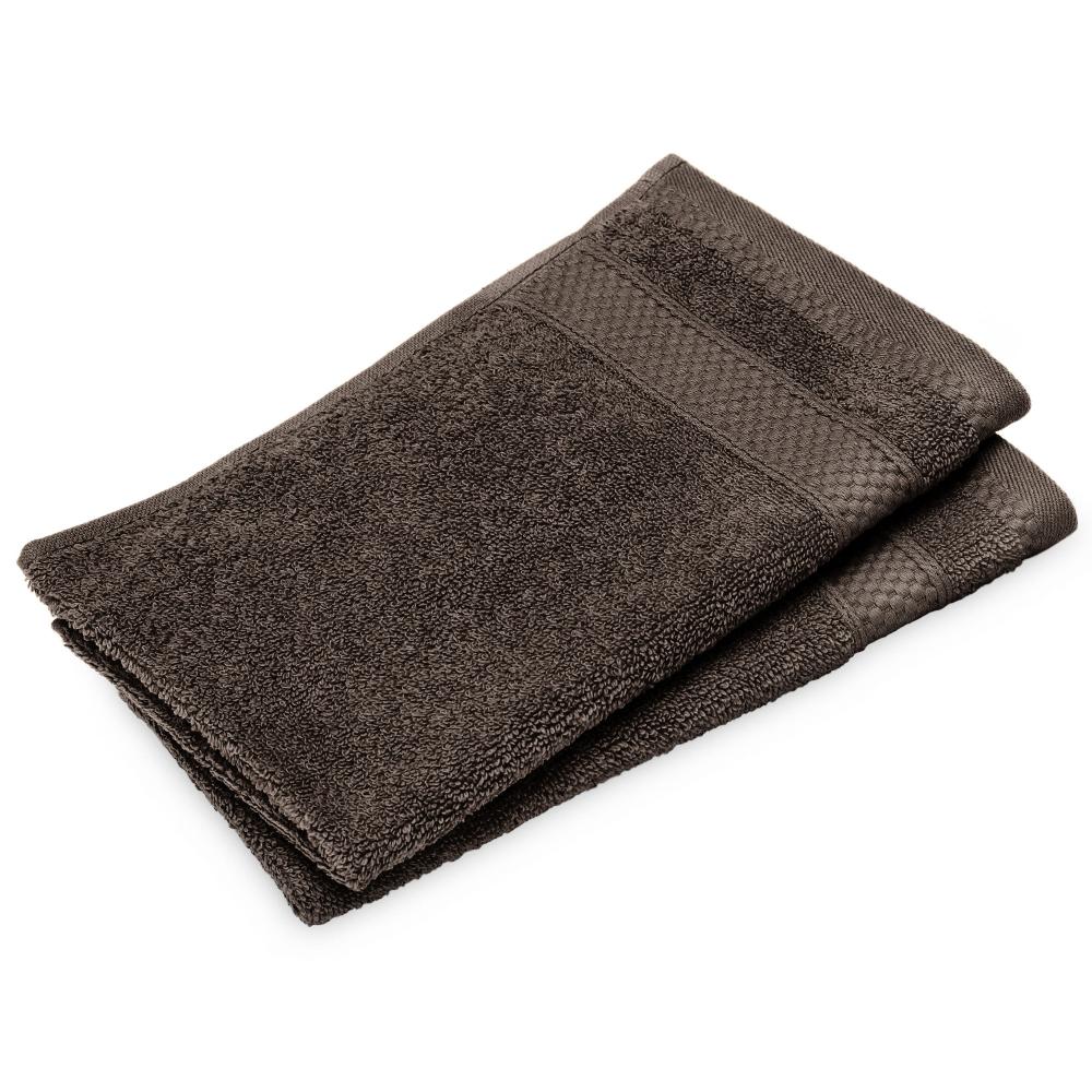 Lot de 2 serviettes invité coton 550 g/m2 30x50cm NAÏA marron Café