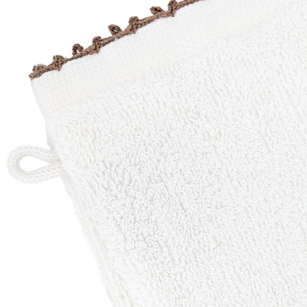 Lot de deux gants de toilette 16x21 cm pur coton collection ORLA avec picueta beige