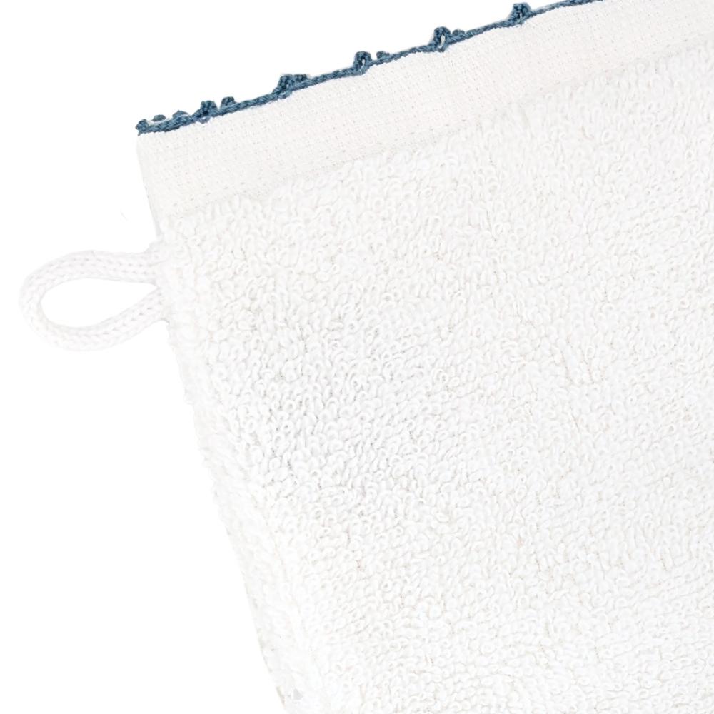 Lot de deux gants de toilette 16x21 cm pur coton collection ORLA avec picueta bleu