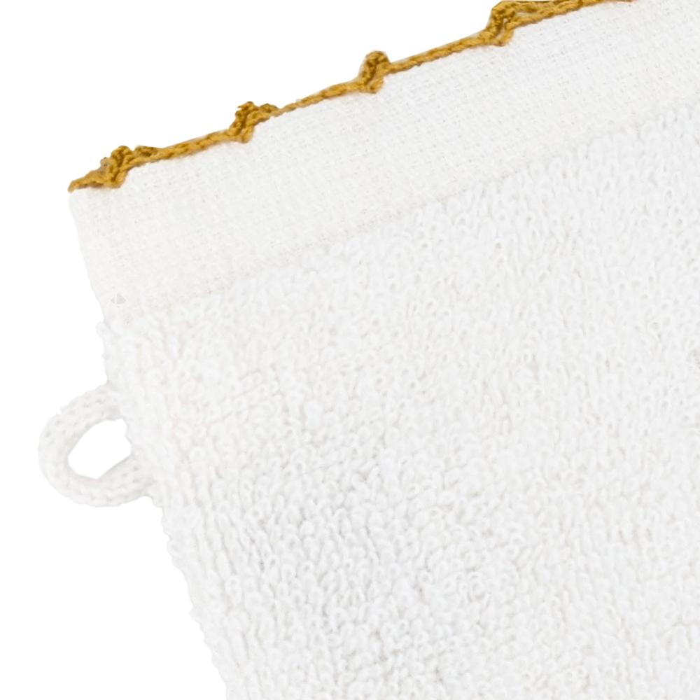 Lot de deux gants de toilette 16x21 cm pur coton collection ORLA avec picueta jaune