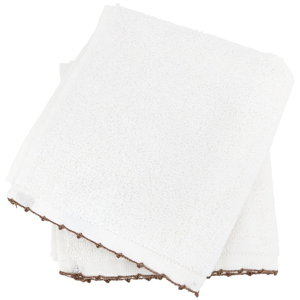 Lot de deux serviettes invité 33x50 cm pur coton collection ORLA avec picueta beige