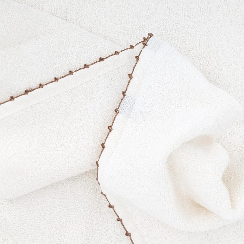 Lot de deux serviettes invité 33x50 cm pur coton collection ORLA avec picueta beige