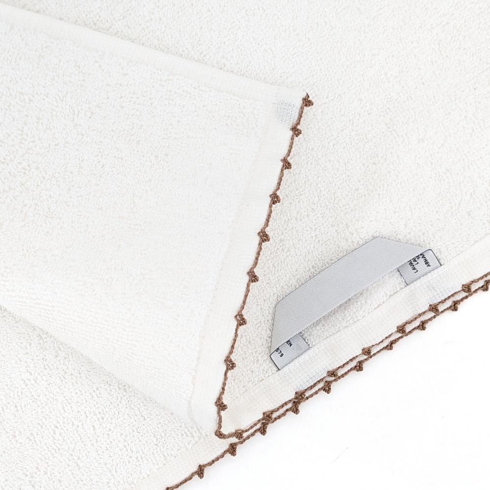 Lot de deux serviettes invité 33x50 cm pur coton collection ORLA avec picueta beige