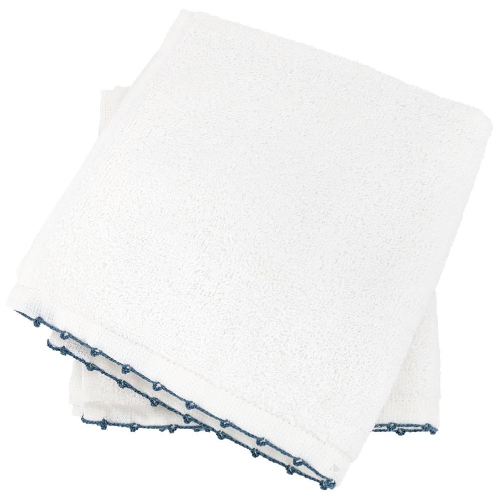 Lot de deux serviettes invité 33x50 cm pur coton collection ORLA avec picueta  bleu