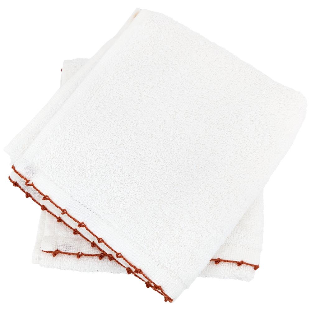 Lot de deux serviettes invité 33x50 cm pur coton collection ORLA avec picueta orange