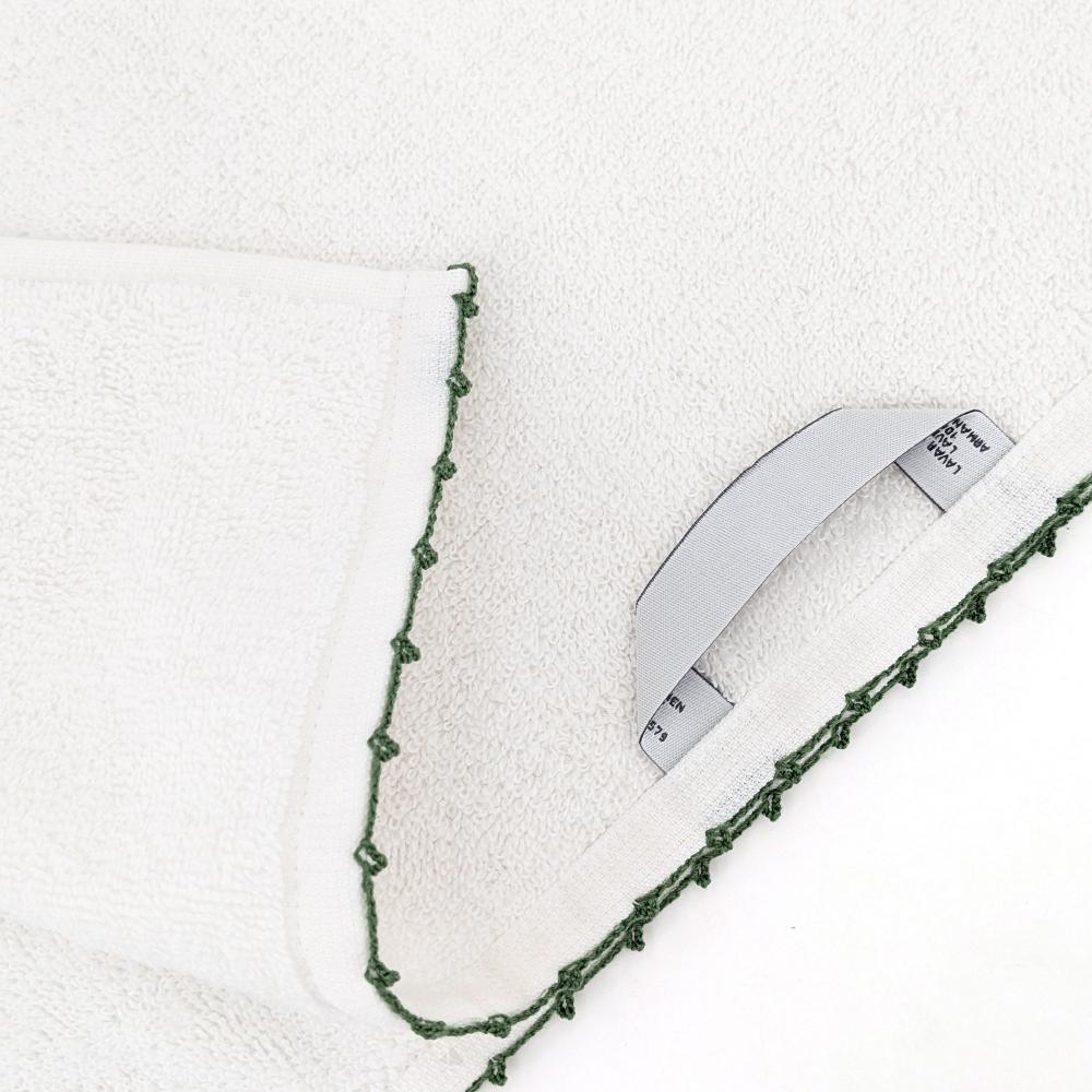 Lot de deux serviettes invité 33x50 cm pur coton collection ORLA avec picueta vert
