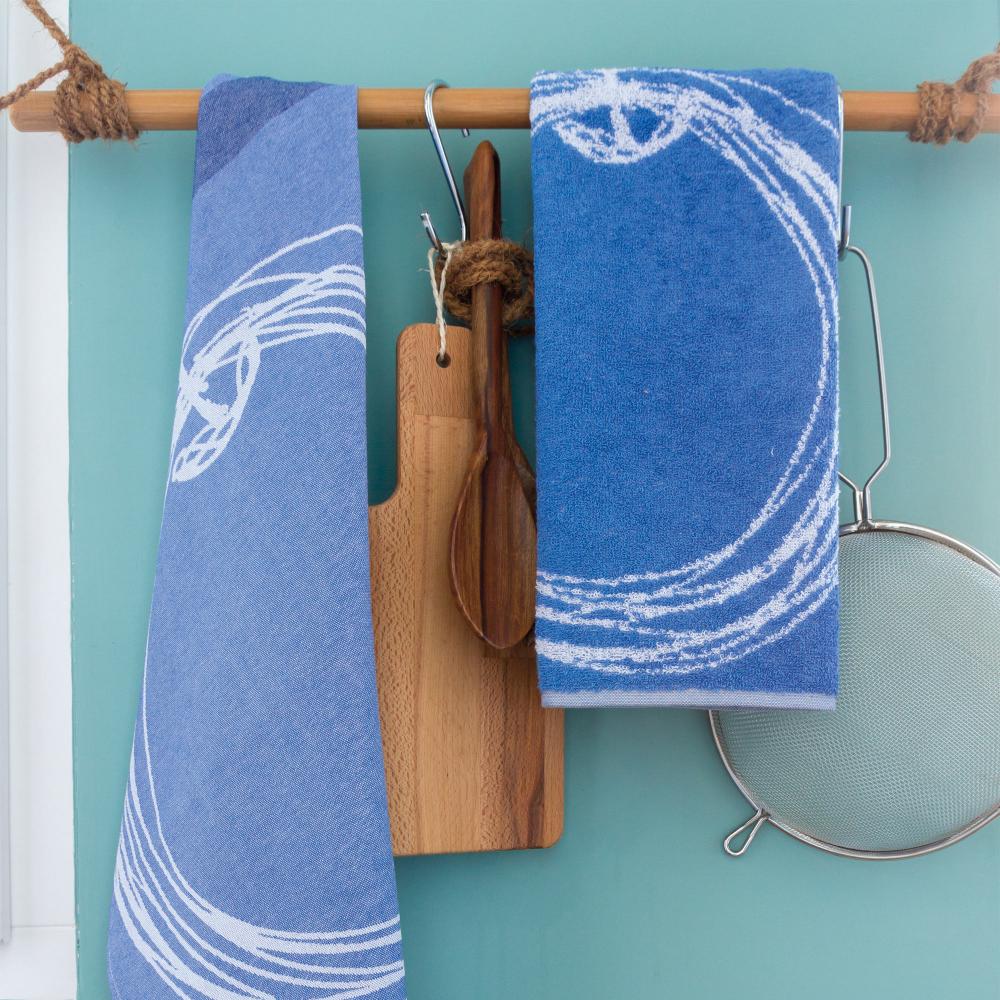 Manique de cuisine 20x20 cm matelassée 100% coton LINE Bleu