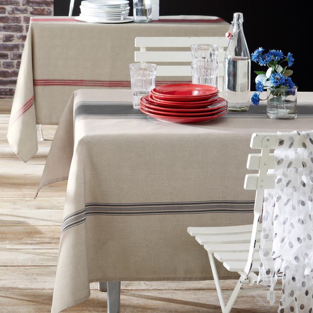 Nappe rectangle 150x200 cm imprimée 100% polyester BISTROT gris Charbon