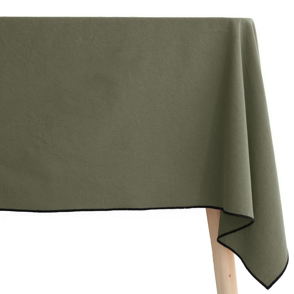 Nappe rectangulaire 100% coton lavé 160x200 cm HONO vert mousse