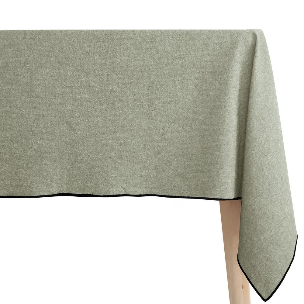 Nappe rectangulaire 100% coton lavé 160x200 cm HONO vert opale