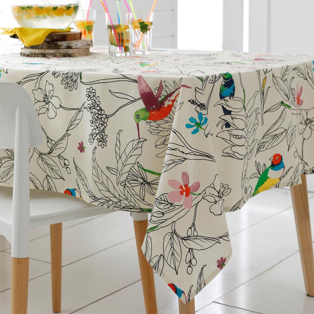 Nappe ronde 170 cm 100% coton enduction acrylique COLIBRI ecru