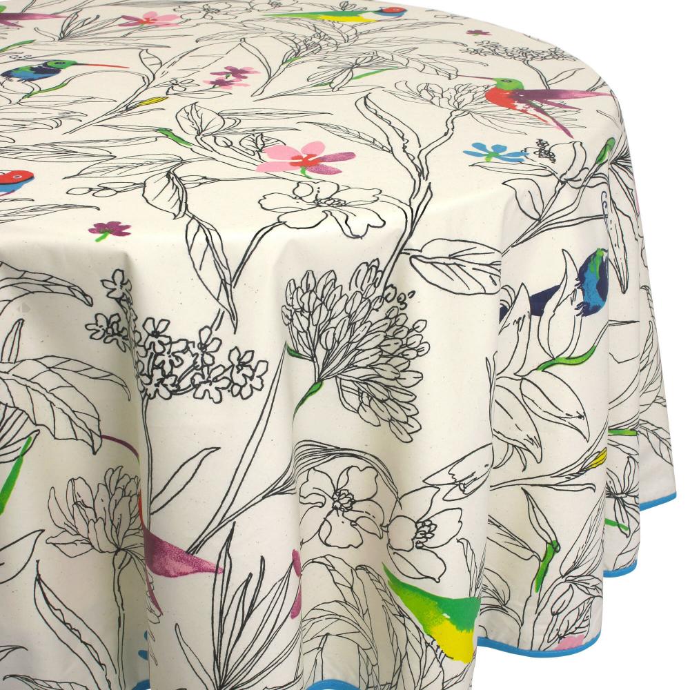 Nappe ronde 170 cm 100% coton enduction acrylique COLIBRI ecru