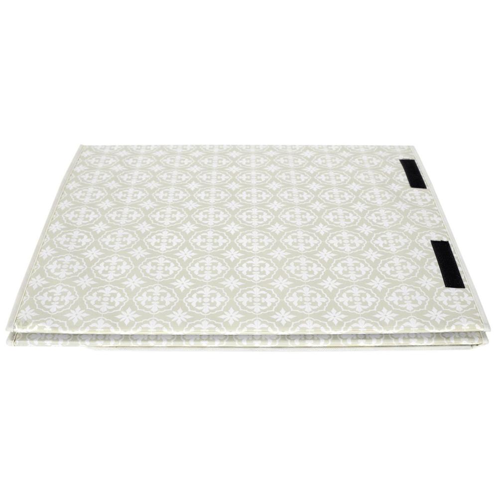 Panier de linge double en polyester BOMBAY pliable motif damassé beige