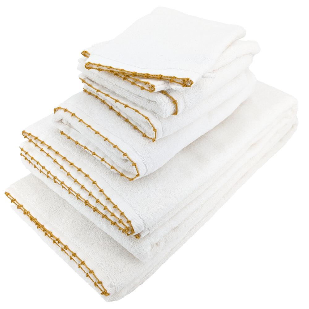 Parure de bain 7 pièces collection ORLA pur coton avec picueta jaune