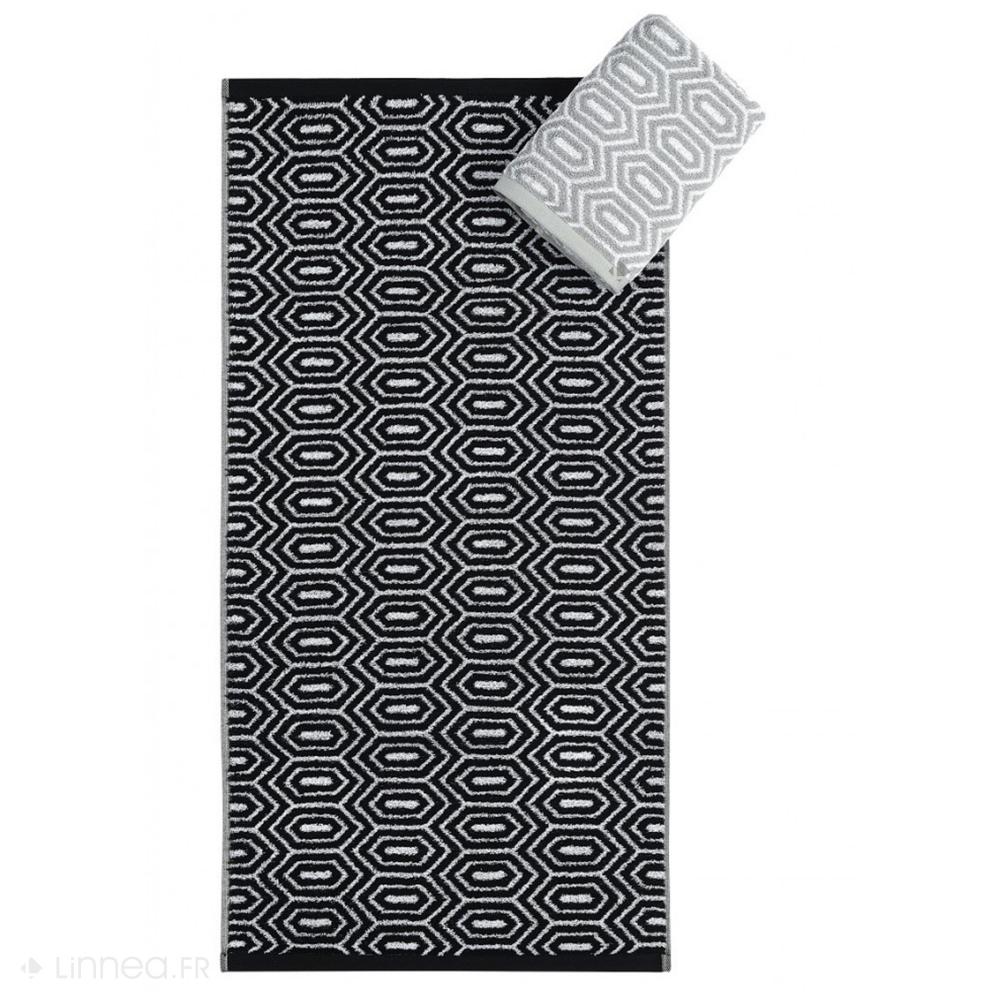 Parure de bain SYMETRIE 100% coton Alvéoles - 7 pièces noir