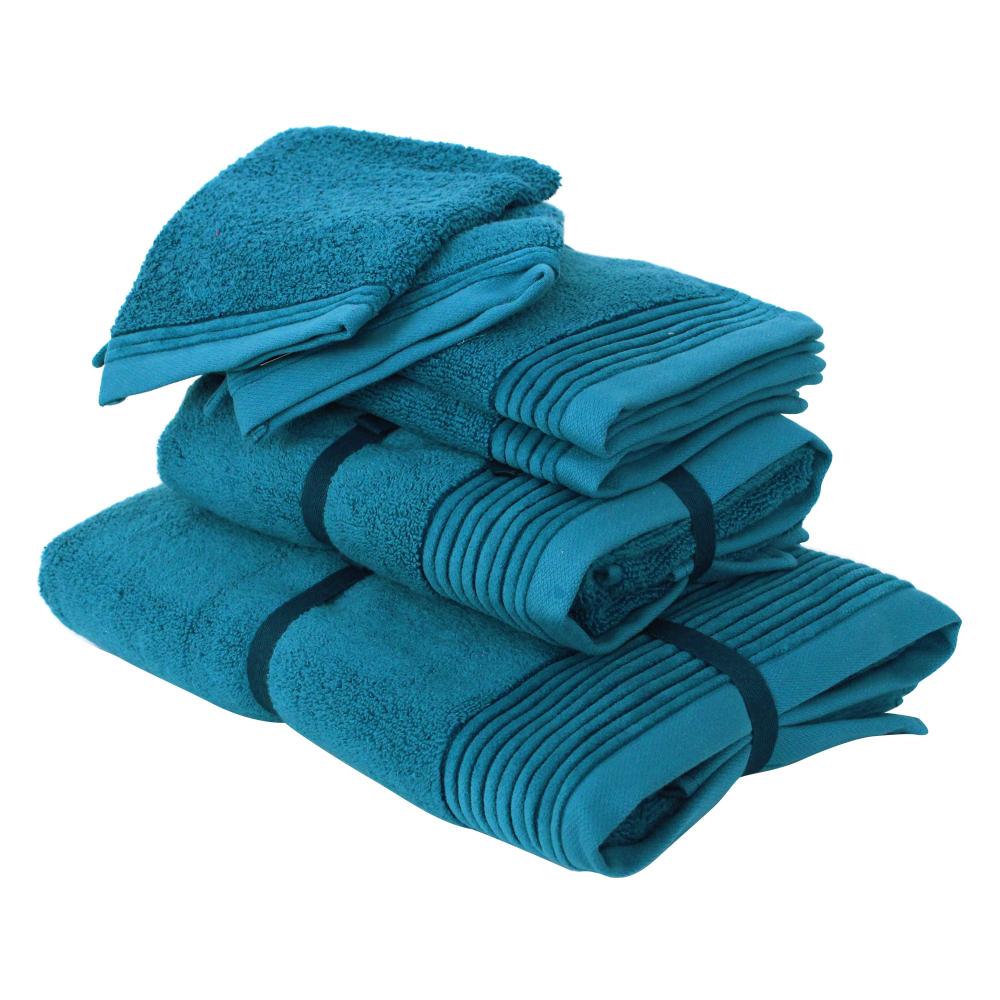 Parure de bain 6 pièces JULIET Bleu Baltic 520 g/m2