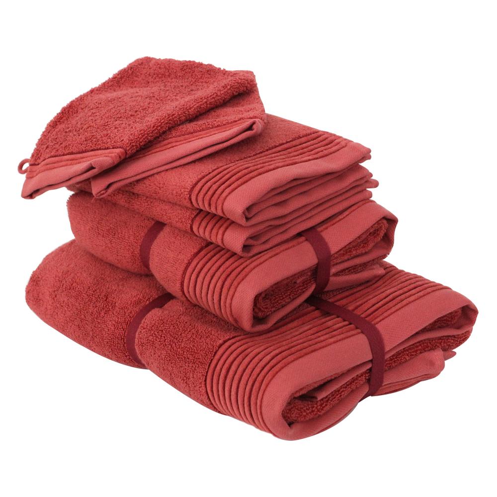 Parure de bain 6 pièces JULIET Rouge Terracota 520 g/m2
