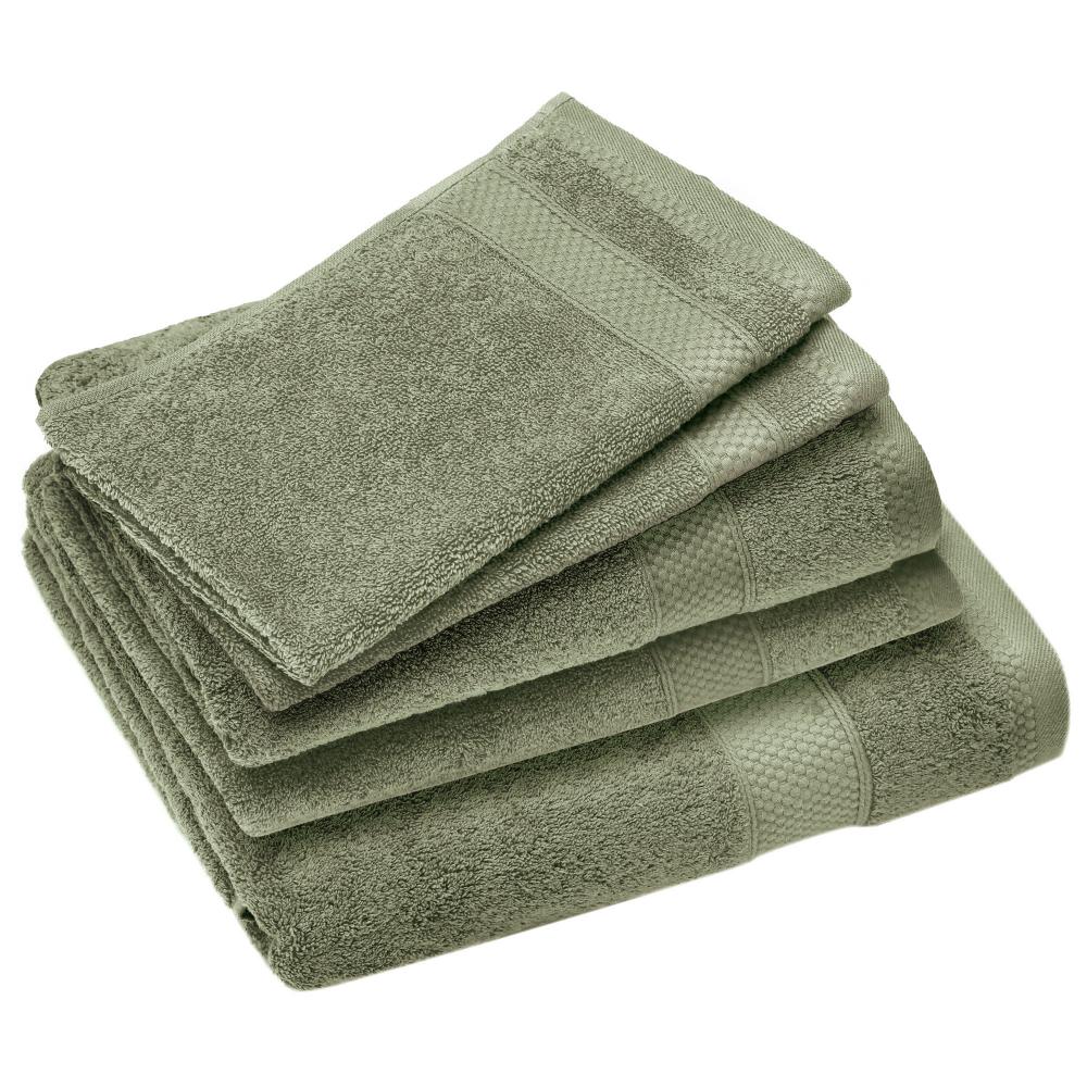 Parure de bain coton 550 g/m2 NAÏA par lot de 5 vert Olive