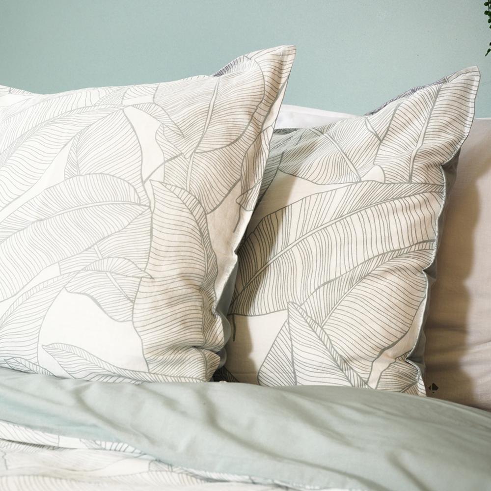Parure de lit 260x240 cm Coton et Lin lavé PAMPELUNE Gris 3 pièces