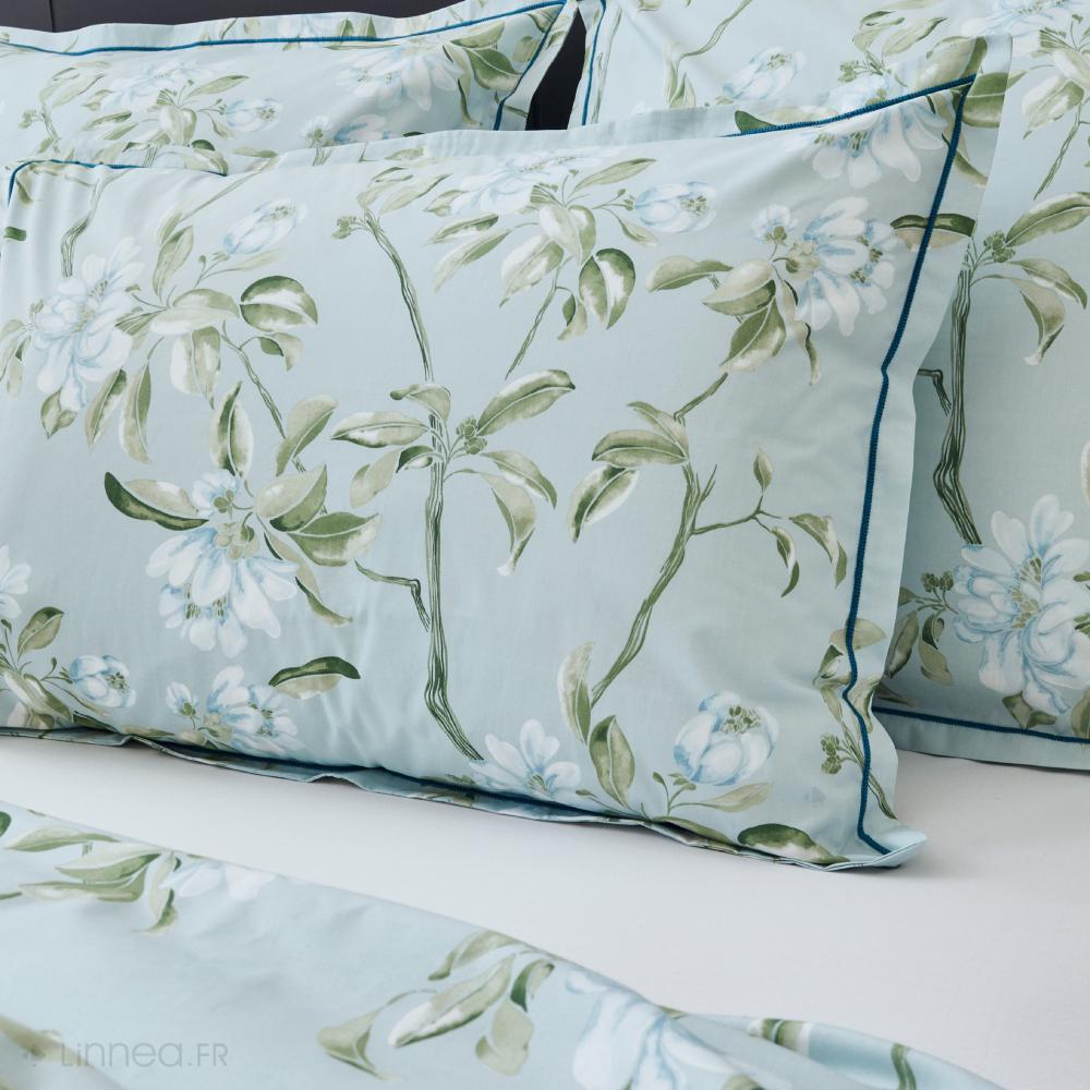 Parure de lit 280x240 cm 50x70 cm percale ELÉNA vert Nil 3 pièces