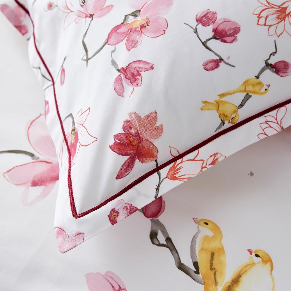 Parure de lit 140x200 cm percale 100% coton ELISA Rose 2 pièces