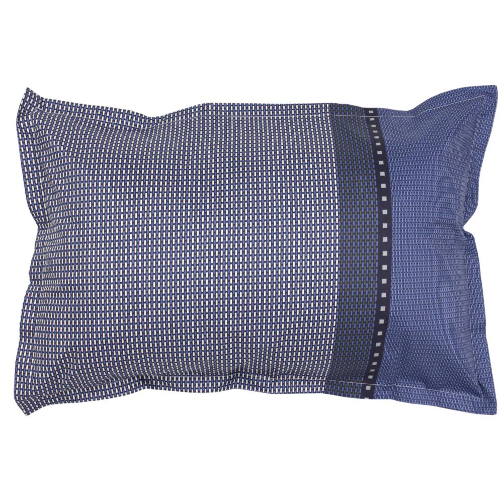 Parure de lit 240x220 cm 50x70 cm en satin de coton ENZO bleu