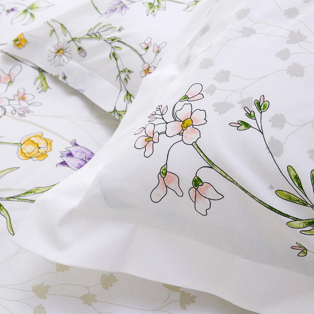 Parure de lit 280x240 cm 100% coton FOLIFLORA Blanc 3 pièces