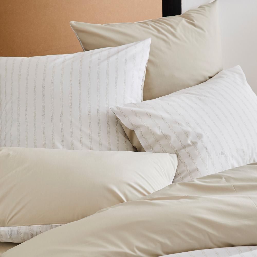 Parure de lit 280x240 cm percale 100% coton GABY beige Lin 3 pièces