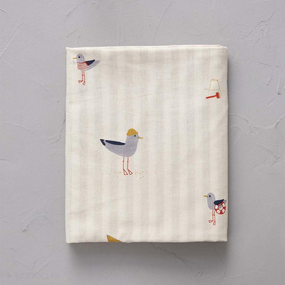 Parure de lit 200x200 cm taies 65x65 cm coton lavé GRANDES VACANCES blanc 3 pièces