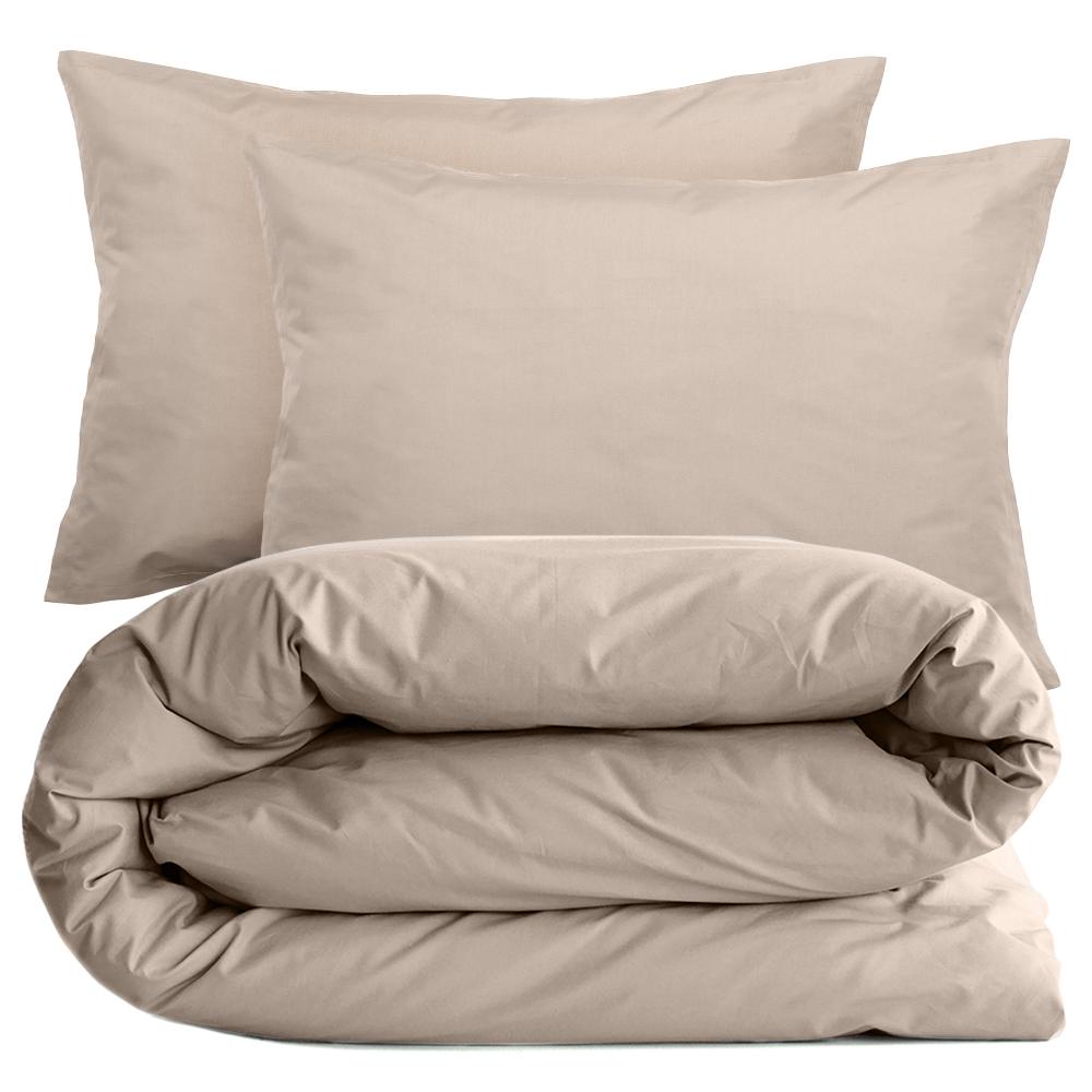 Parure de lit 200x200 cm set 50x70 cm percale MANOIR beige Lin
