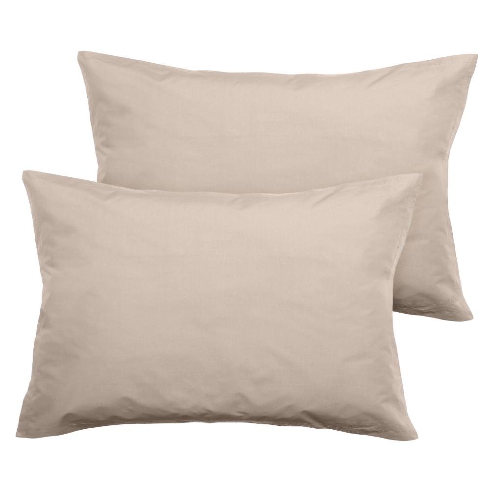 Parure de lit 200x200 cm set 50x70 cm percale MANOIR beige Lin