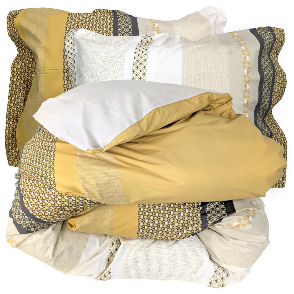 Parure de lit 140x200 cm 50x70 cm percale MARLOW Miel 2 pièces