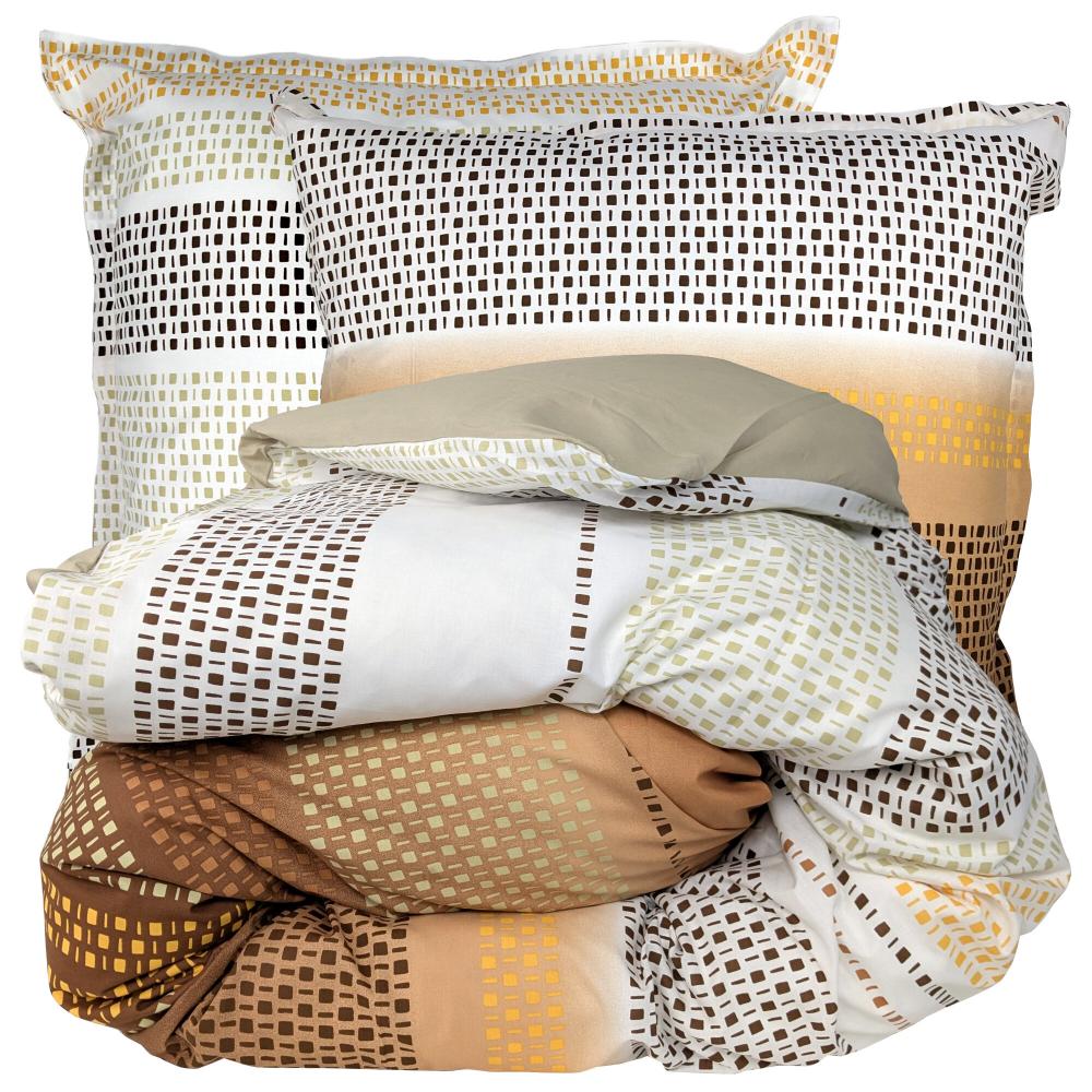 Parure de lit 300x240 cm 100% coton NIAGARA marron Châtaigne 3 pièces