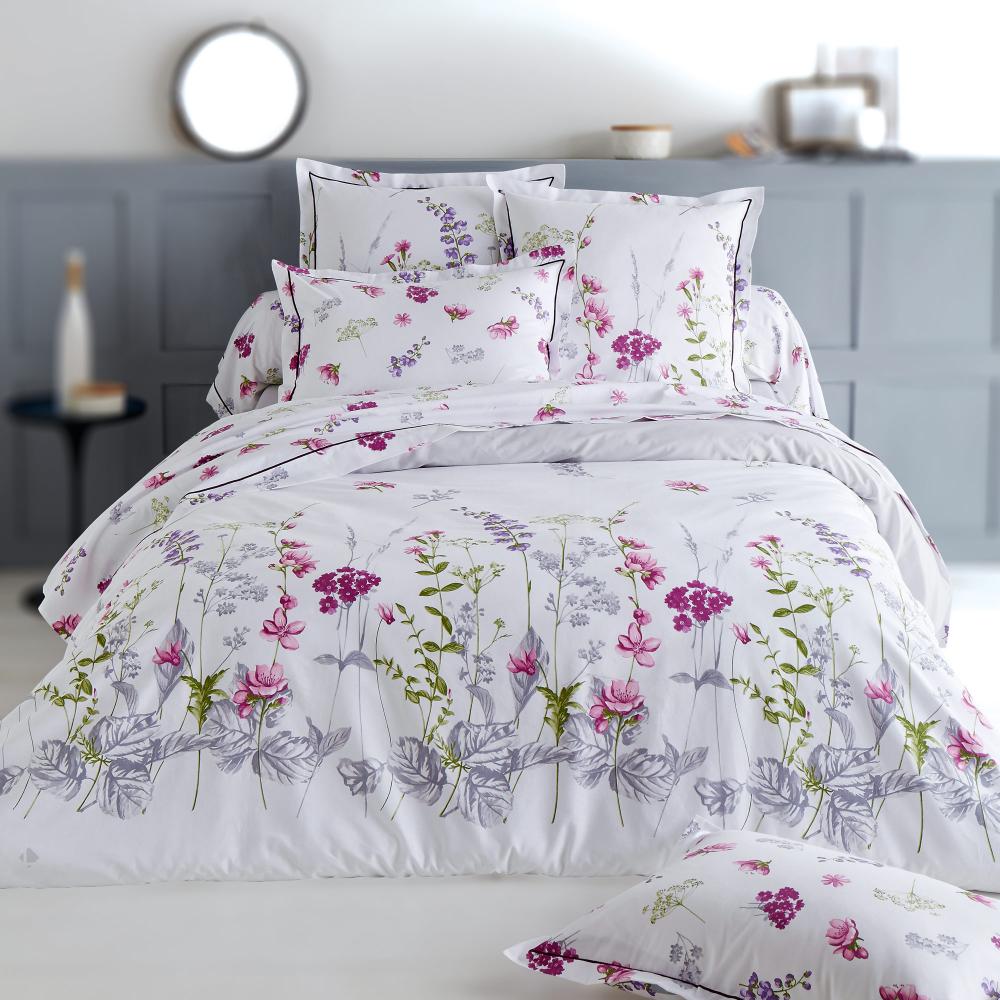 Parure de lit 300x240 cm 50x70 cm en 100% coton PRETTY blanc