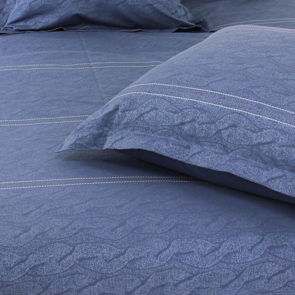 Parure de lit 300x240 cm Satin de coton VENDOME Bleu foncé