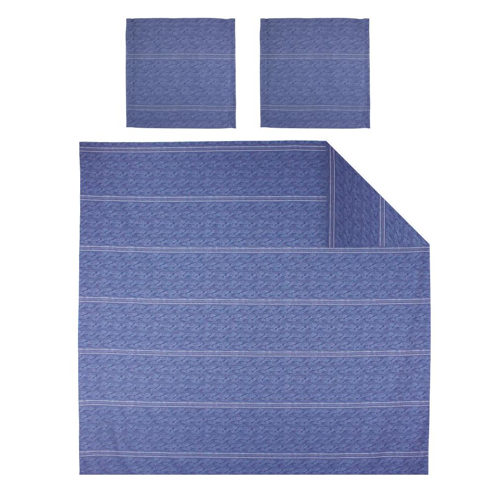 Parure de lit 300x240 cm Satin de coton VENDOME Bleu foncé