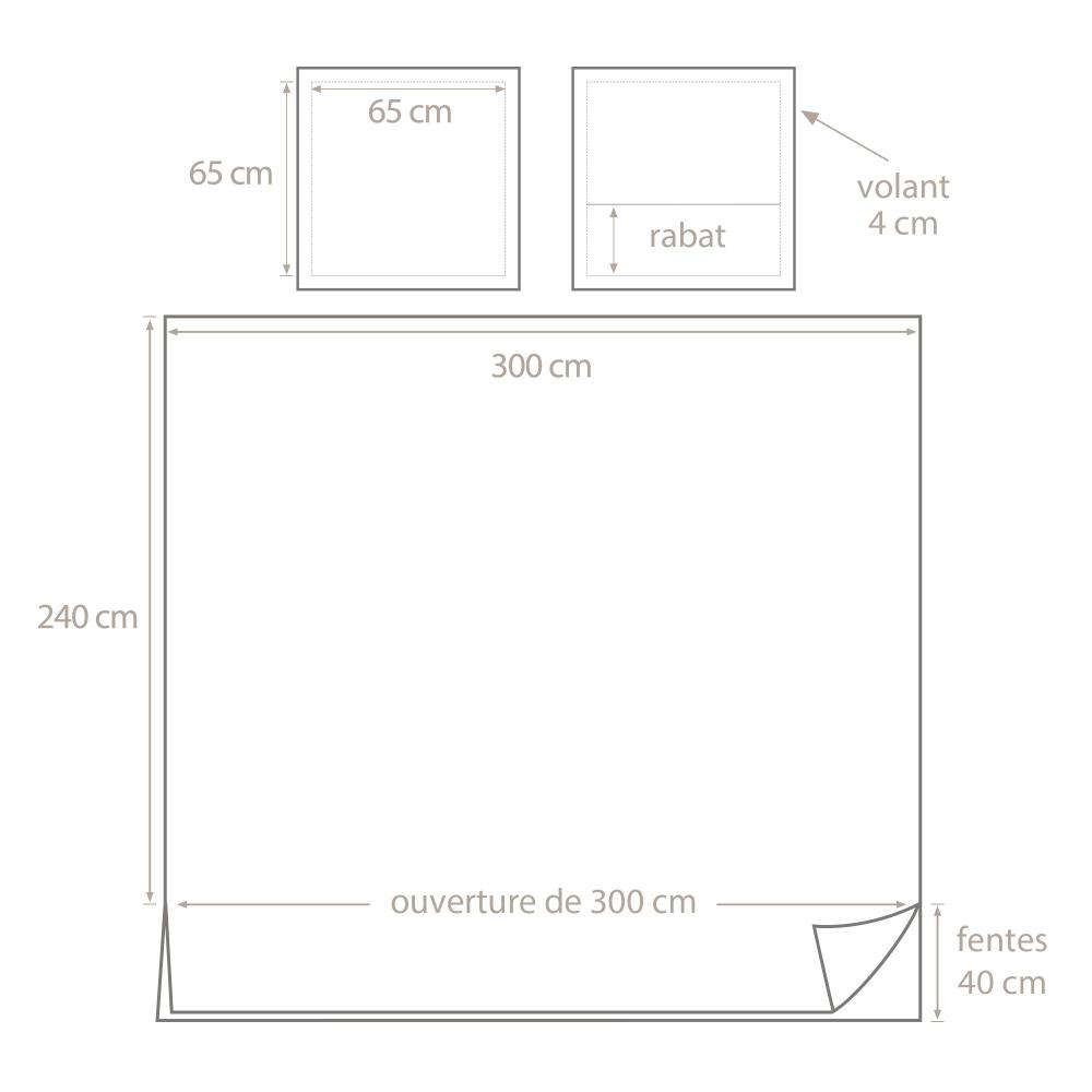 Parure de lit 300x240 cm Satin de coton VENDOME Bleu foncé