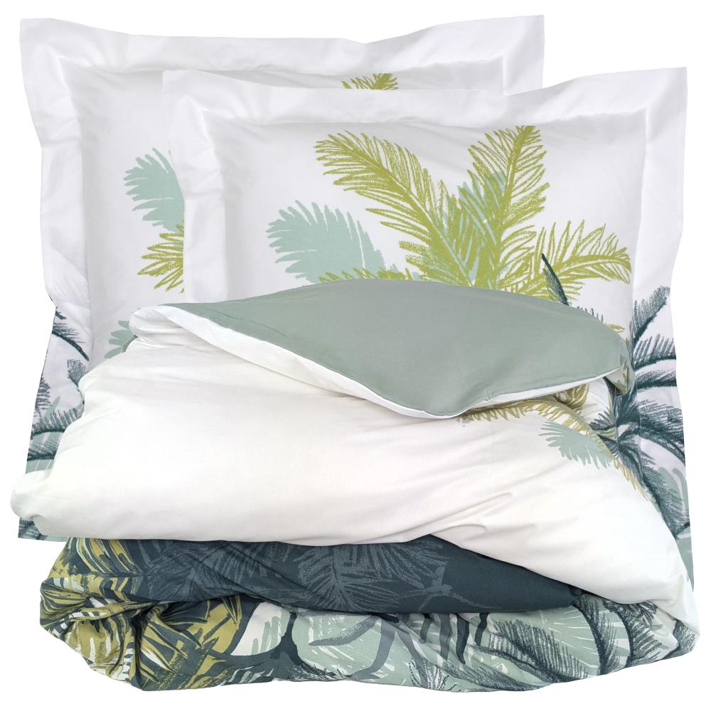 Parure de lit 200x200 cm percale 100% coton TRINIDAD mousson