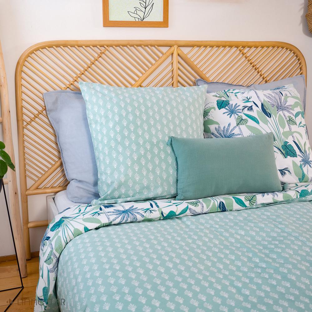 Parure de lit 140x200 cm coton bci adouci ALISCO bleu 2 pièces