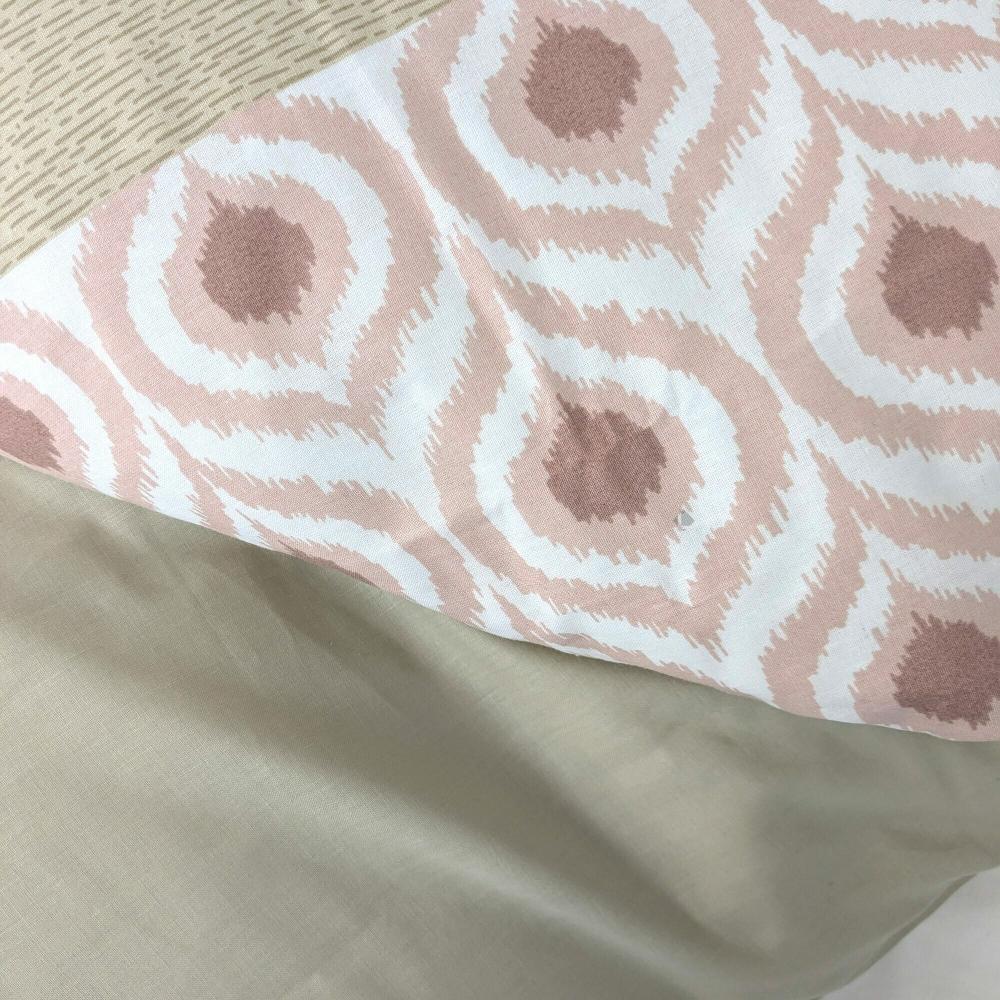 Parure de lit 2 pièces : housse 140x200 cm et taie 65x65 cm 100% coton INOUK rose/beige