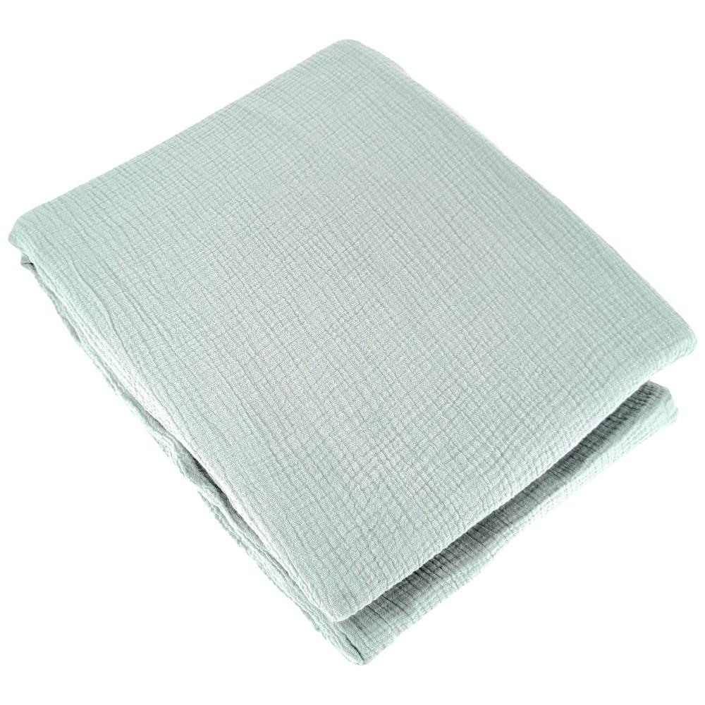 Parure de lit 140x200 cm double gaze de coton GAZGAZ vert amande 2 pièces