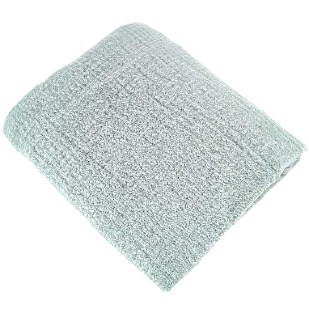 Parure de lit 140x200 cm double gaze de coton GAZGAZ vert amande 2 pièces