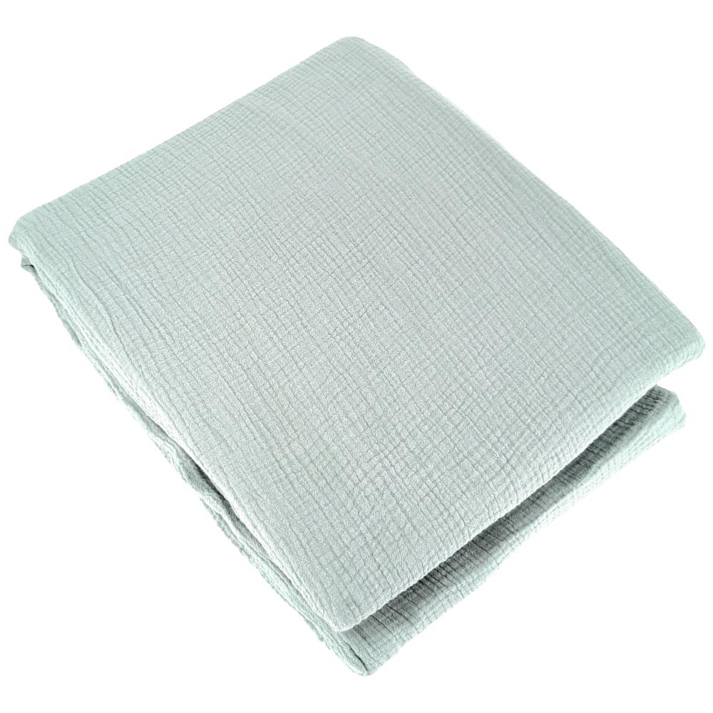 Parure de lit 240x220 cm double gaze de coton GAZGAZ vert amande 3 pièces