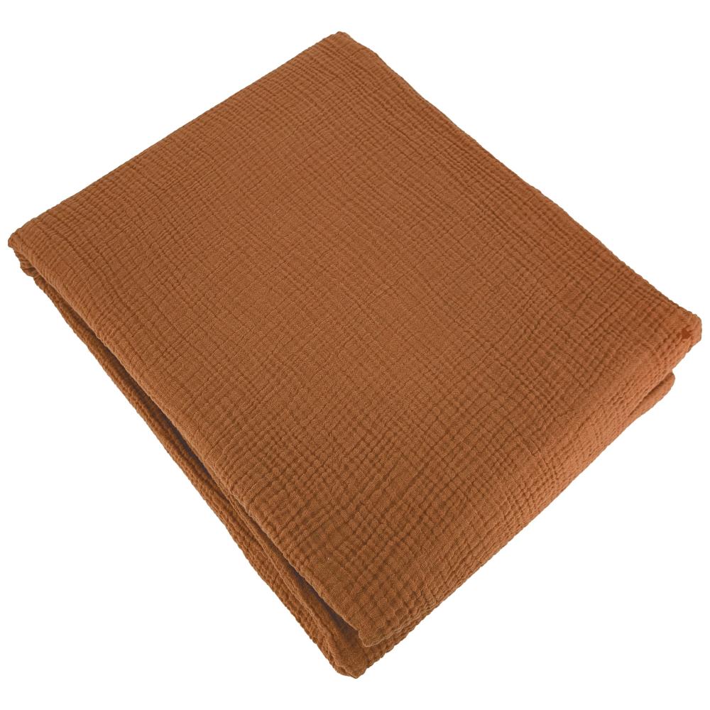 Parure de lit 260x240 cm double gaze de coton GAZGAZ caramel 3 pièces