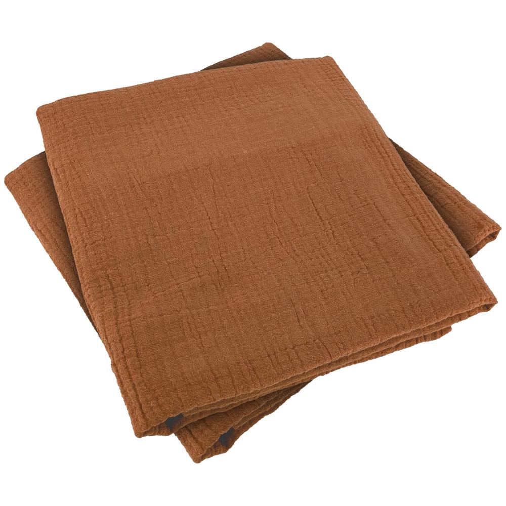 Parure de lit 260x240 cm double gaze de coton GAZGAZ caramel 3 pièces