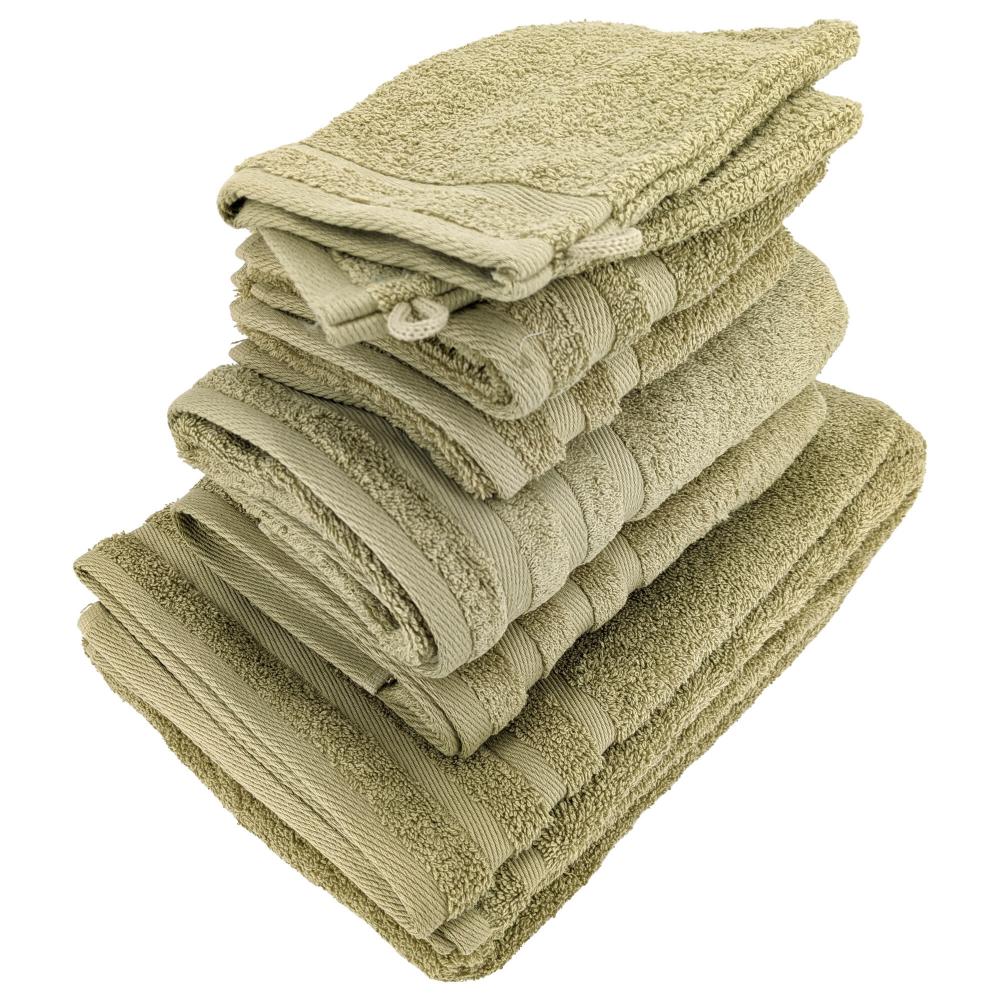 Parure de bain EFFICIENCE PURE vert Olive - 7 pièces