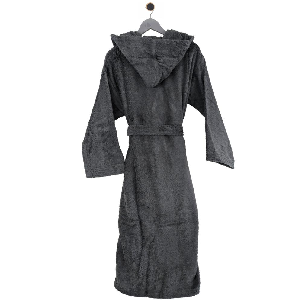 Peignoir à capuche adulte PURE coton L gris anthracite