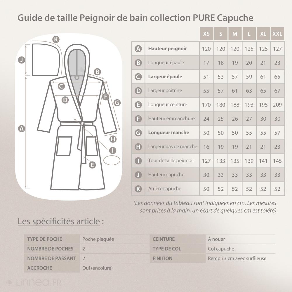 Peignoir à capuche adulte PURE coton L gris anthracite