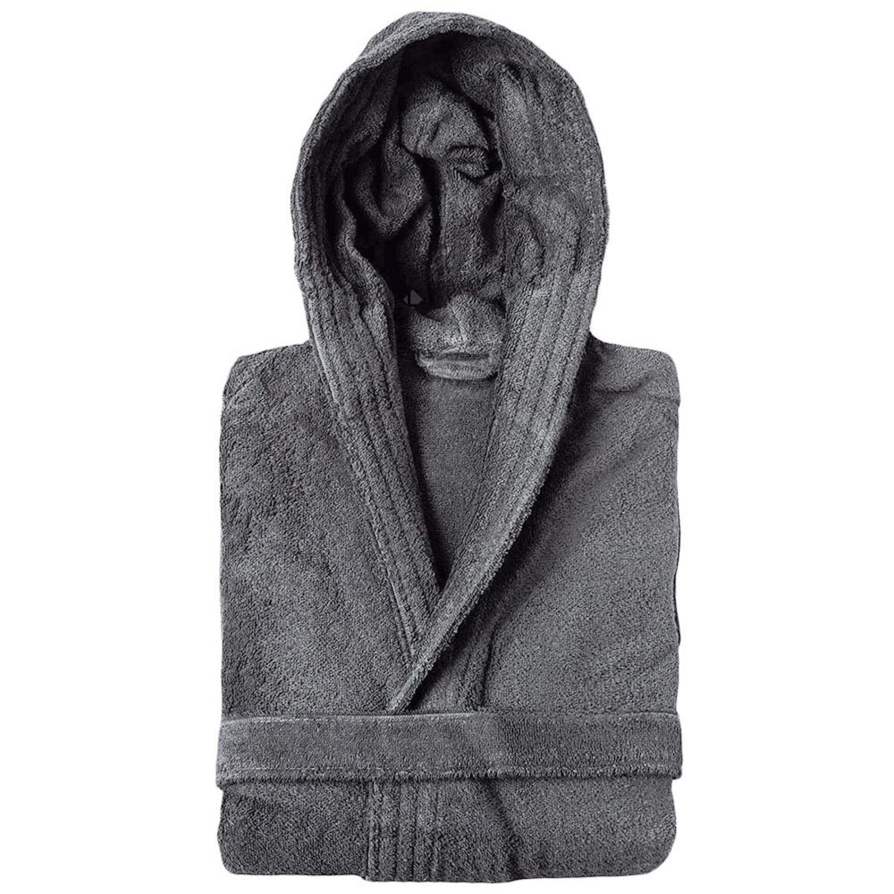Peignoir à capuche adulte PURE coton L gris anthracite